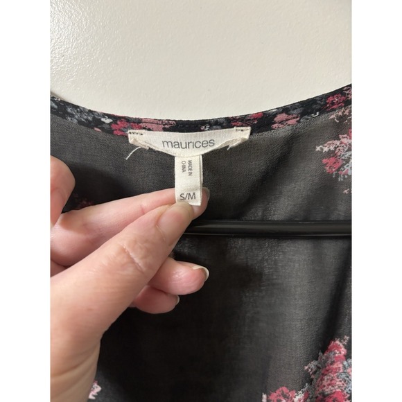 Black Floral Women's Oversized Kimono/swim Suit Cover Size S/M Maurices - Picture 3 of 5